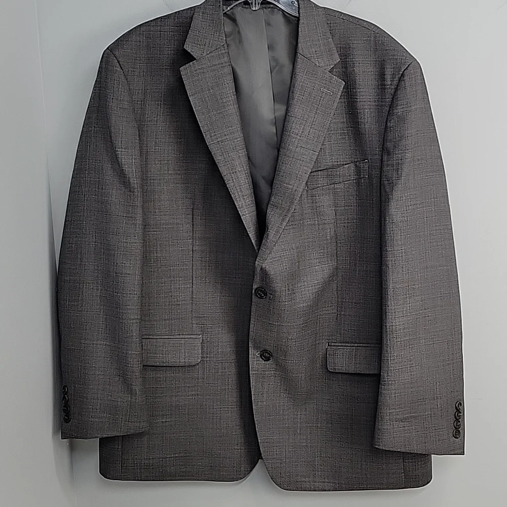 CHAPS wool gray sharkskin sport coat blazer 2 button